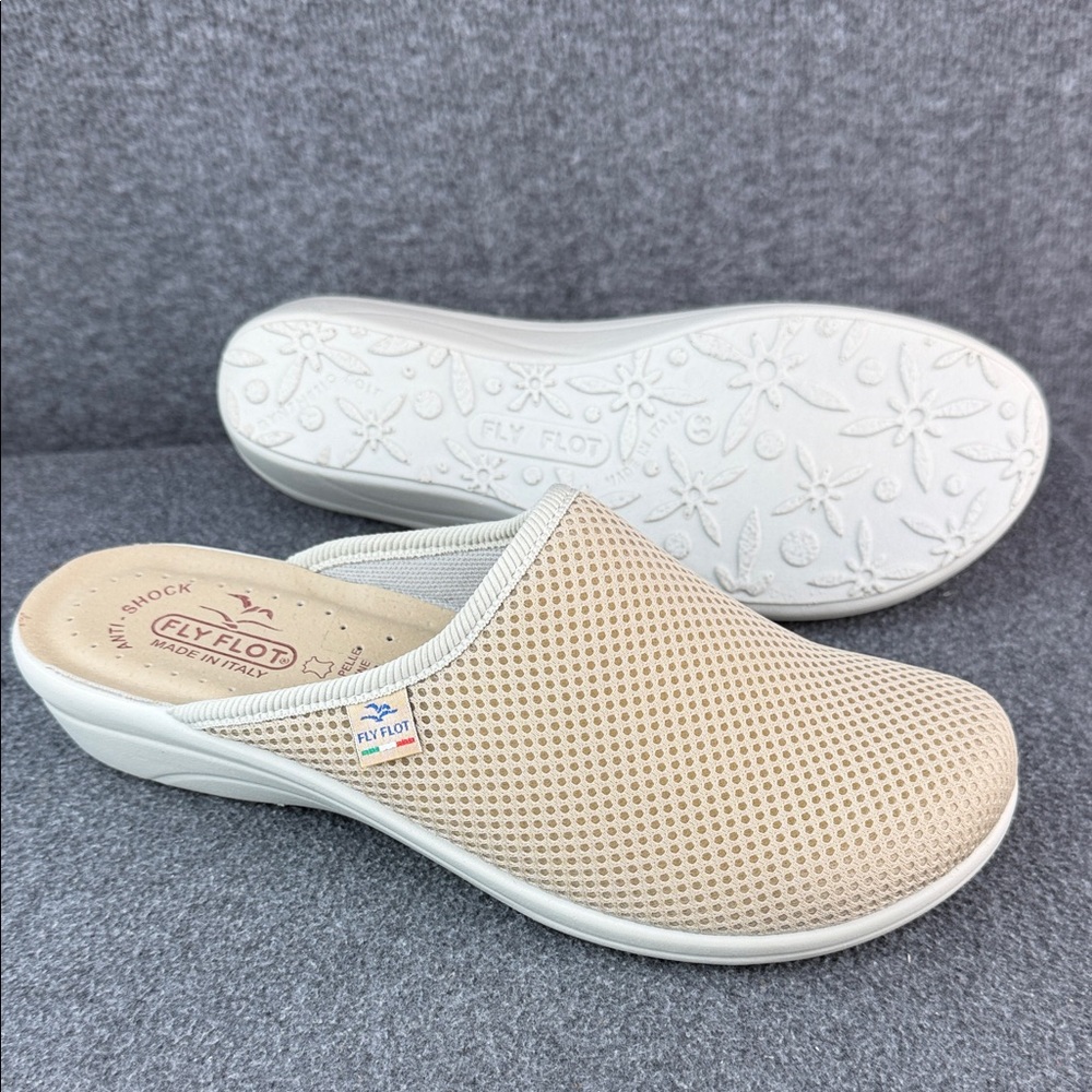 Fly Flot Leather Footbed Made in Italy Anti -Shock Slip-On Mules Sandals EU 39